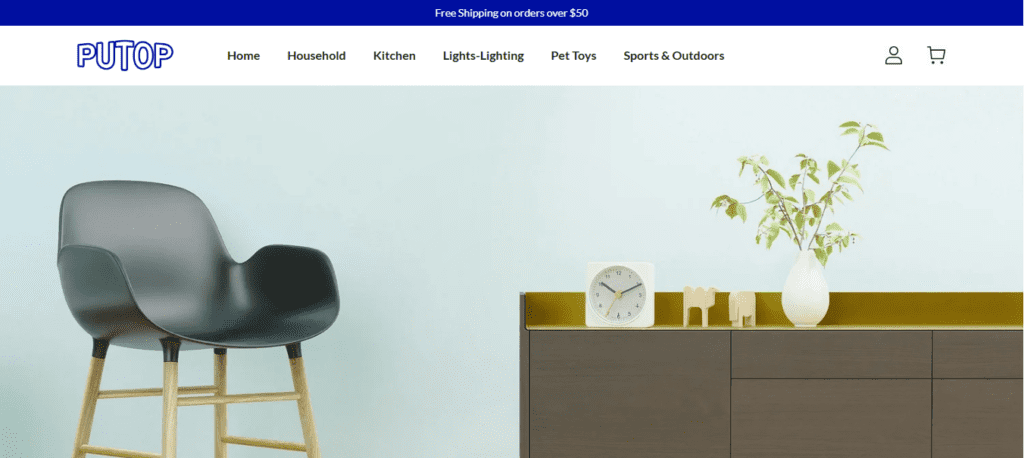 Screenshot of Homepage of Official Website of Putop.Shop
